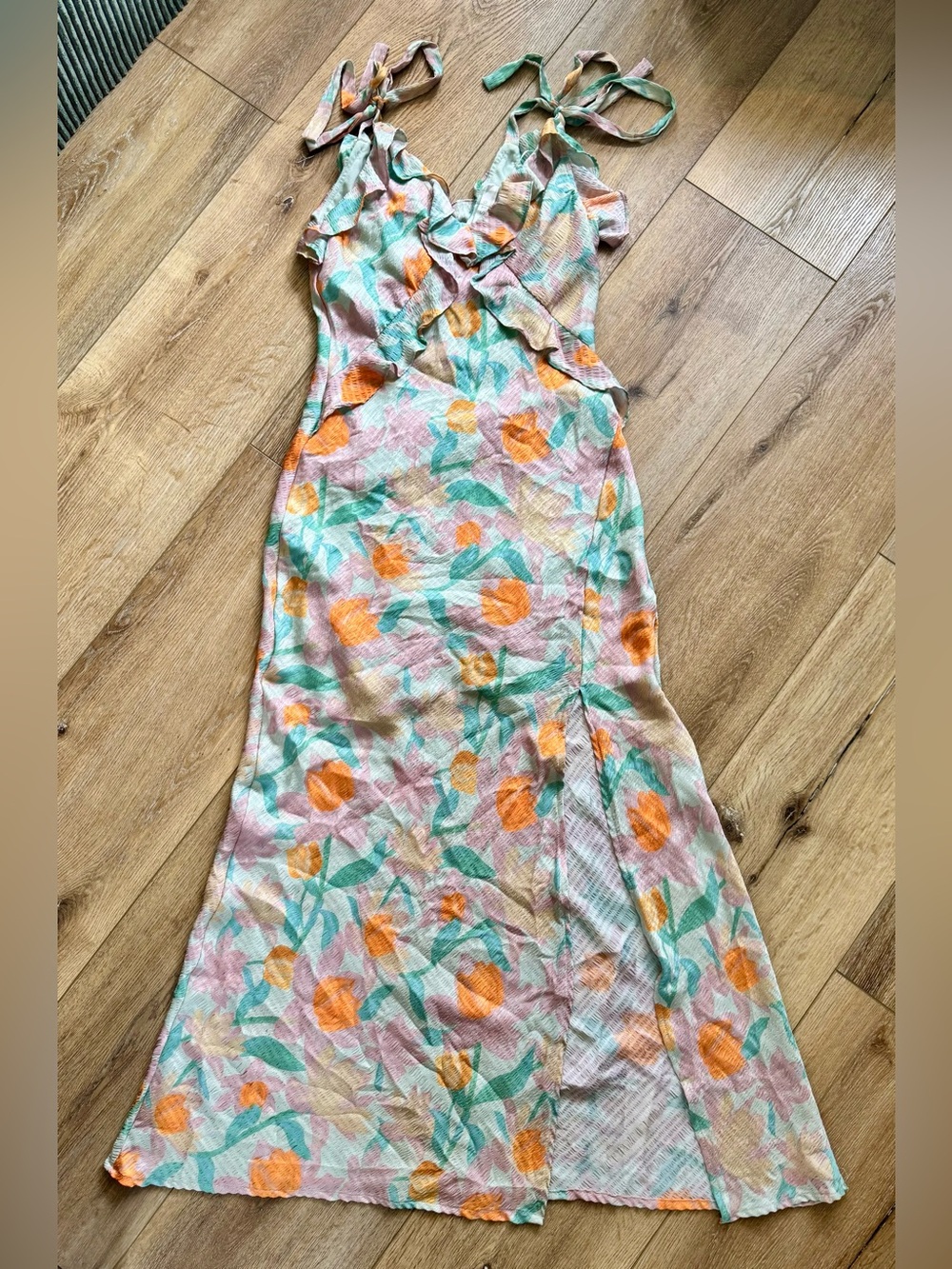 ASTR THE LABEL Sorbae Floral Maxi Dress - Mint Pink Floral - Size M